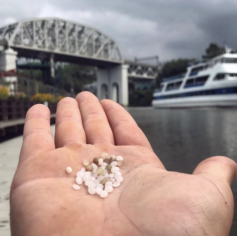 Plastic found in water while doing river cleanup