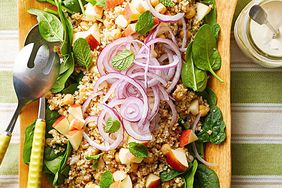 Baby Spinach Salad with Cumin Couscous and Bulgur