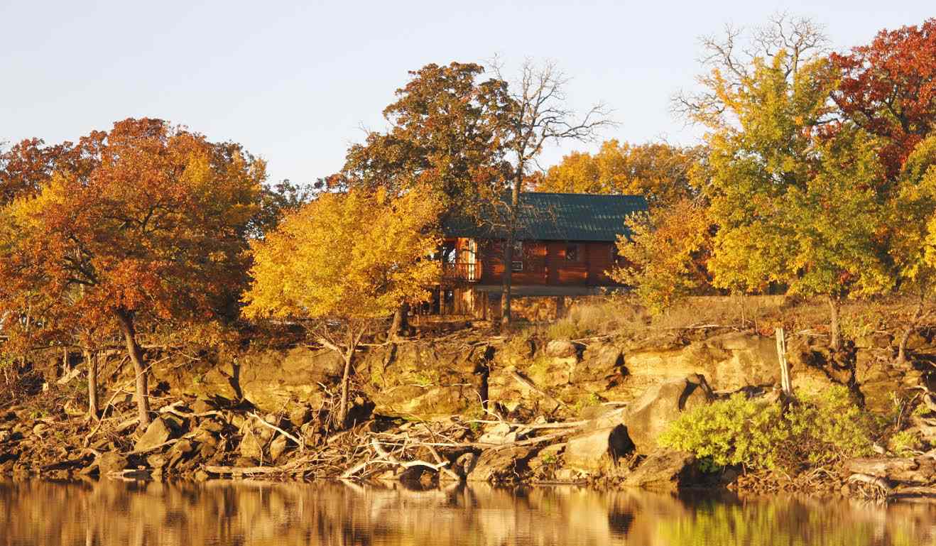 Native trees in fall foliage at Cross Timbers State Park, at Toronto Reservoir.