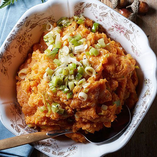 Mashed Sweet Potato with Melted Leeks