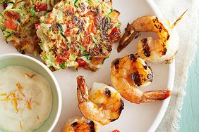 Orange Shrimp with Zucchini Fritters