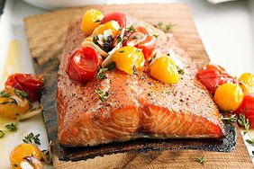 Planked Salmon with Grilled Tomato Salsa