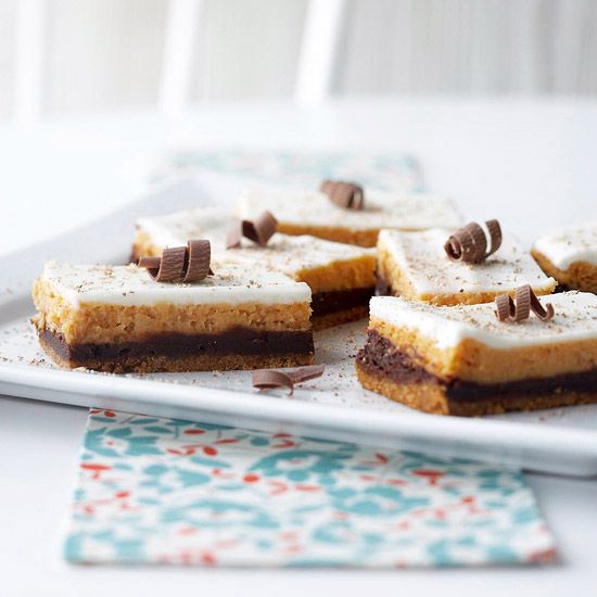 Pumpkin-Chocolate Cheesecake Bars