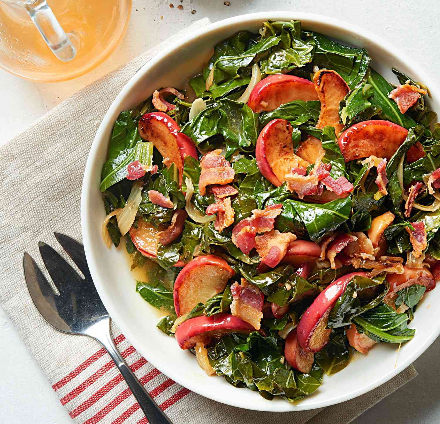 Long-Cooked Collards with Bacon and Apple