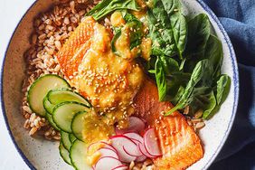 Salmon Grain Bowl with Carrot-Miso Dressing